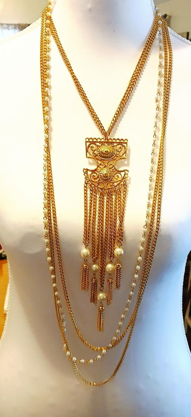 Vintage Etruscan Revival Statement Necklace
